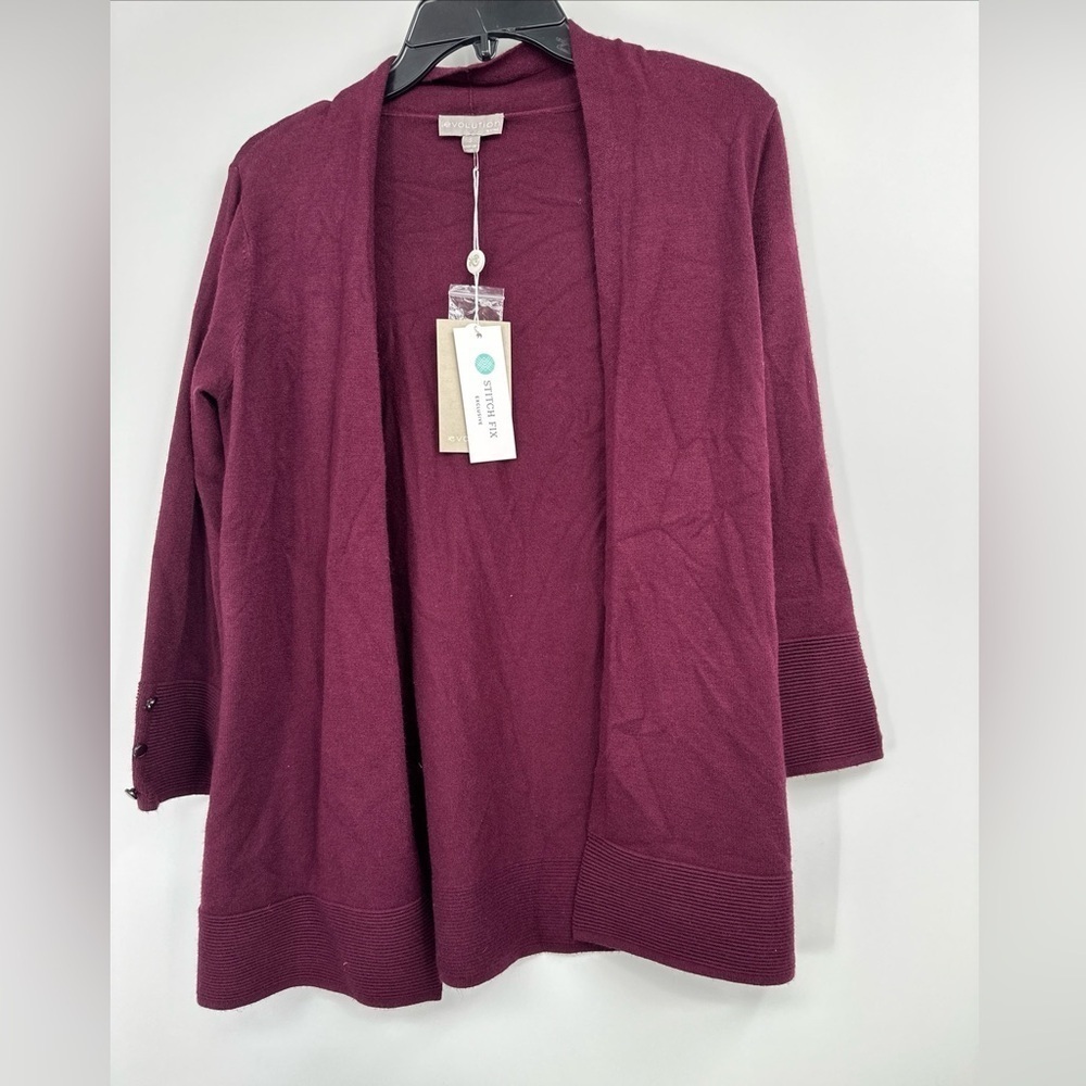 Evolution Ancho Chili Cardigan 3/4 Sleeve Size Small NWT merlot Stitch Fix